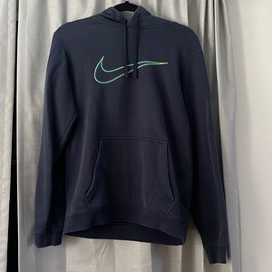 Nike sweatshirt. Navy blue with lime green outlines. Size Small